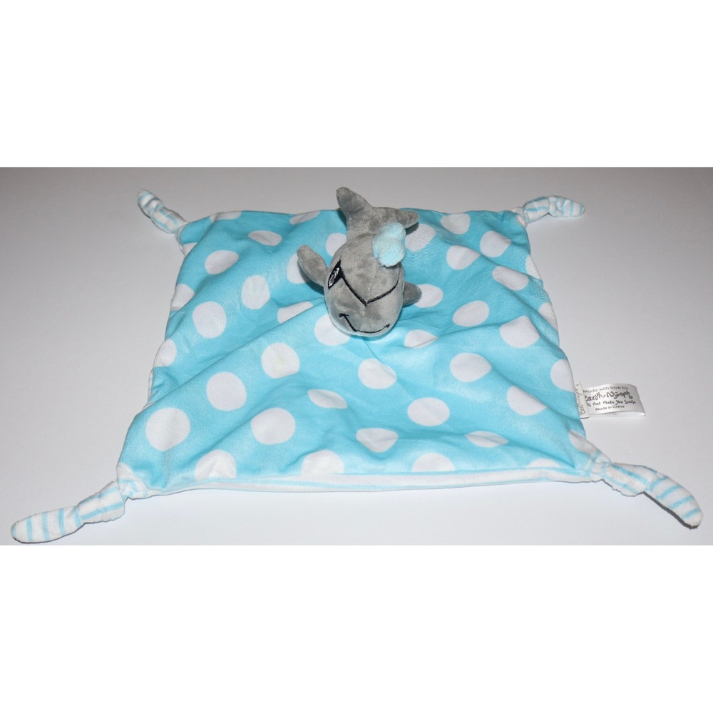 Earth Nymph Baby Lovey Security Blanket Blue Polka Dot Pirate Whale Rattle